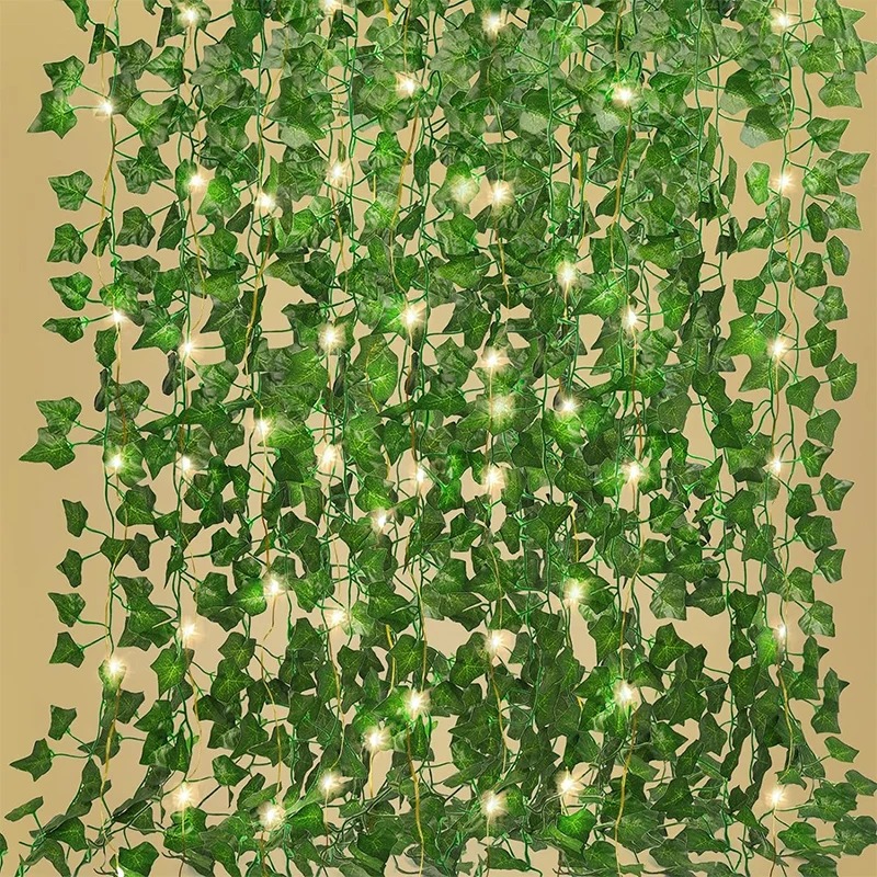 Outdoor Lighting Tree - LED Light String Folha Grinalda Artificial,