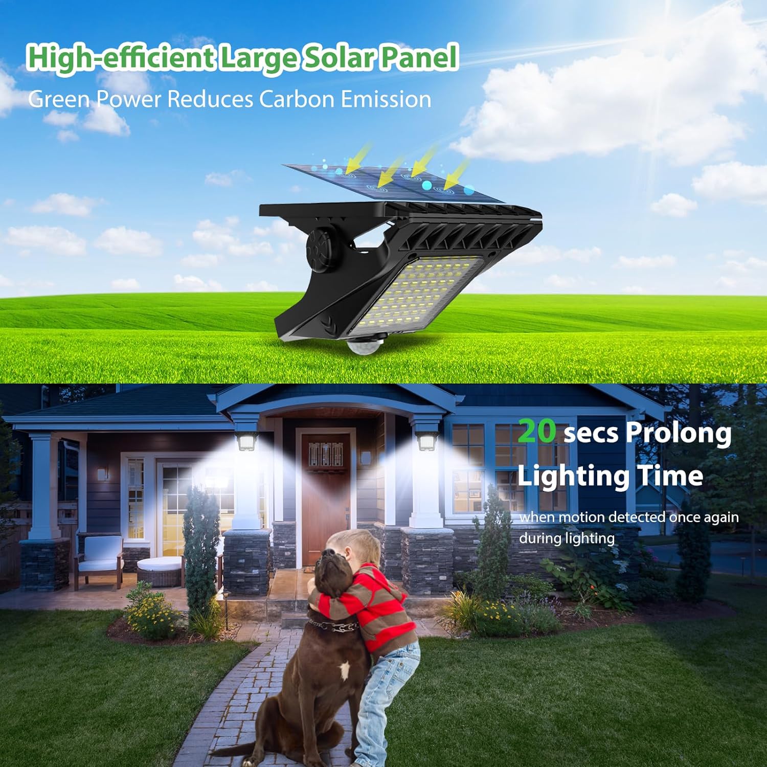 Outdoor Lighting On Fence - Luzes solares 45LED para exteriores com