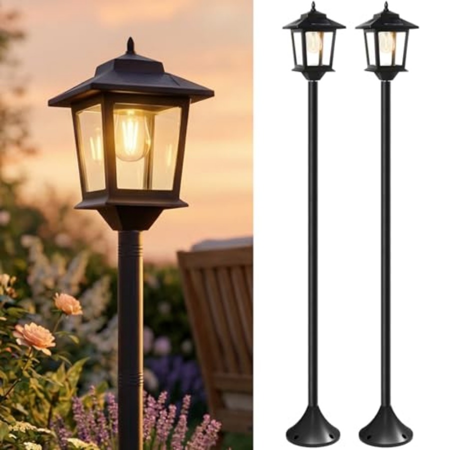 Outdoor Lighting Dusk To Dawn - Luzes Solares para Postes Externos, Pacote