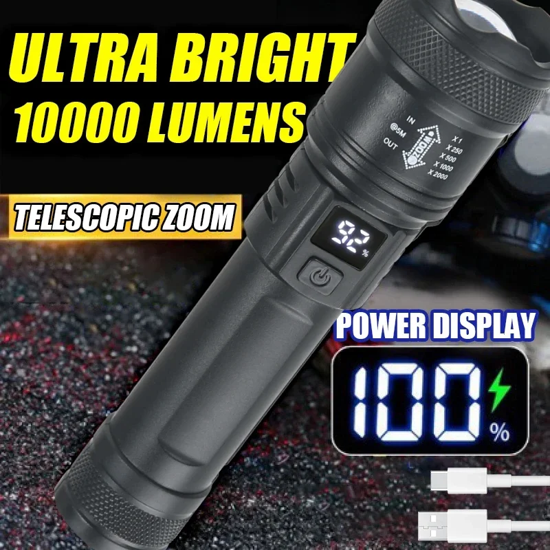 Outdoor Lighting Battery Operated - Lanterna LED poderosa com display de