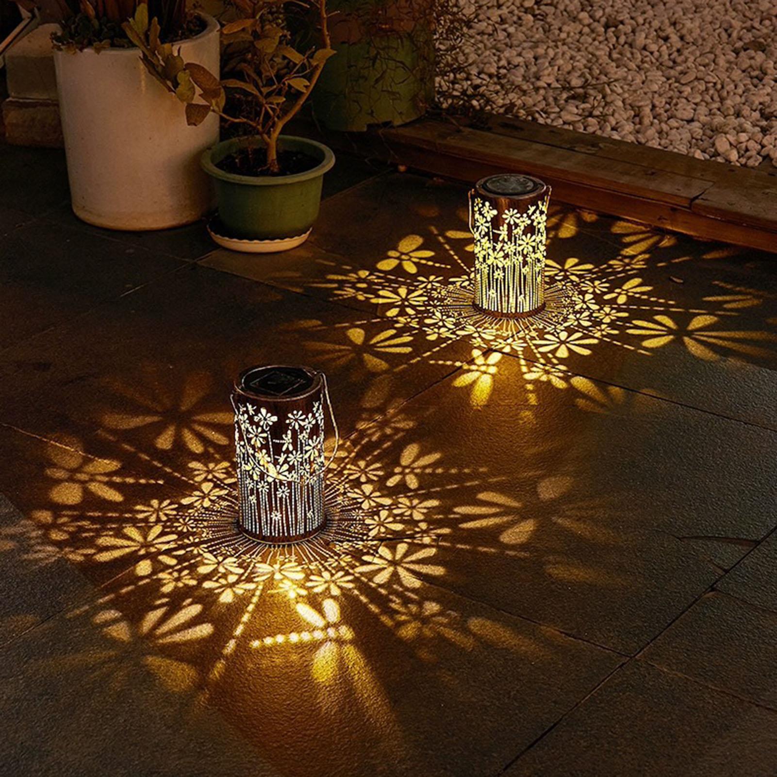 Outdoor Lighting House - Lanternas solares coloridas de metal em
