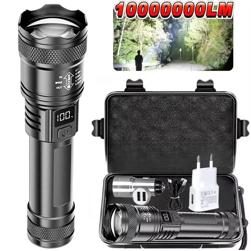 Outdoor Lighting Setup - Lanterna LED Recarregável com Zoom e