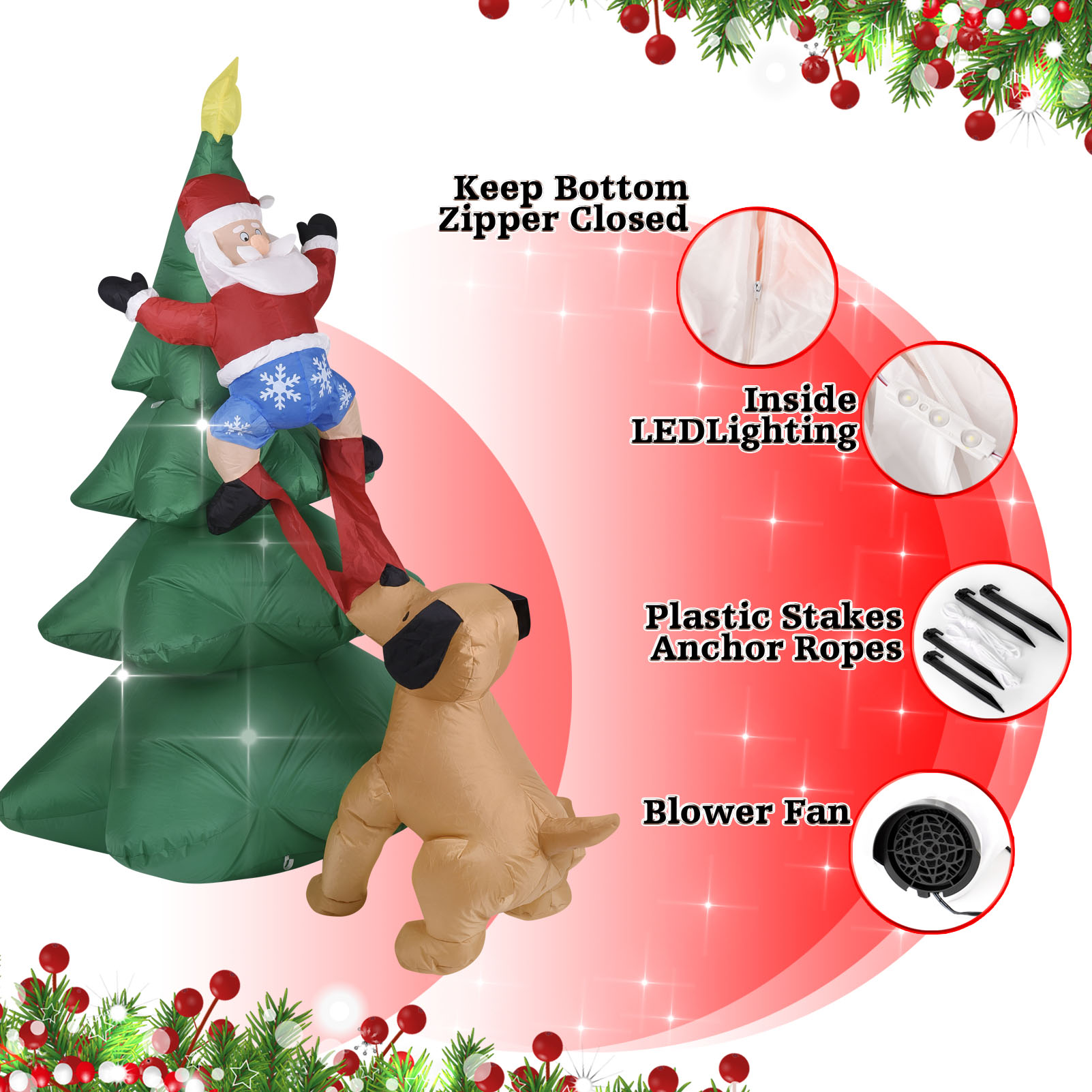 Cão inflável de natal com árvo - Outdoor Lighting Tree avaliação e preço