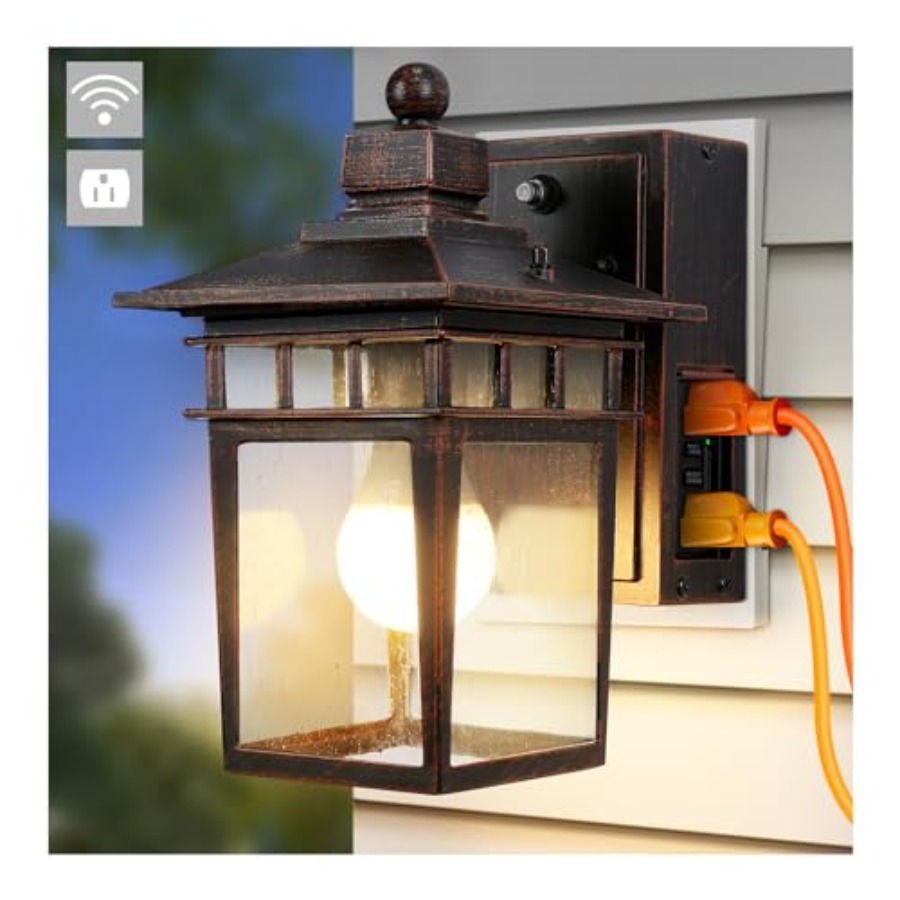 Luz Externa com Tomada GFCI, L - Outdoor Lighting Dusk To Dawn avaliação e preço