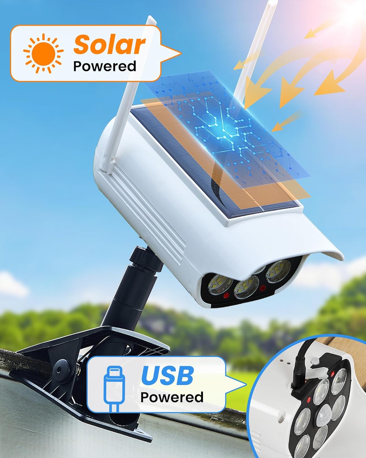 Luz solar de rua com clipe LED - Outdoor Lighting On Fence avaliação e preço