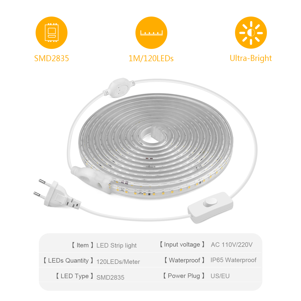 Alta brilhante luz de tira led - Outdoor Lighting Switch avaliação e preço