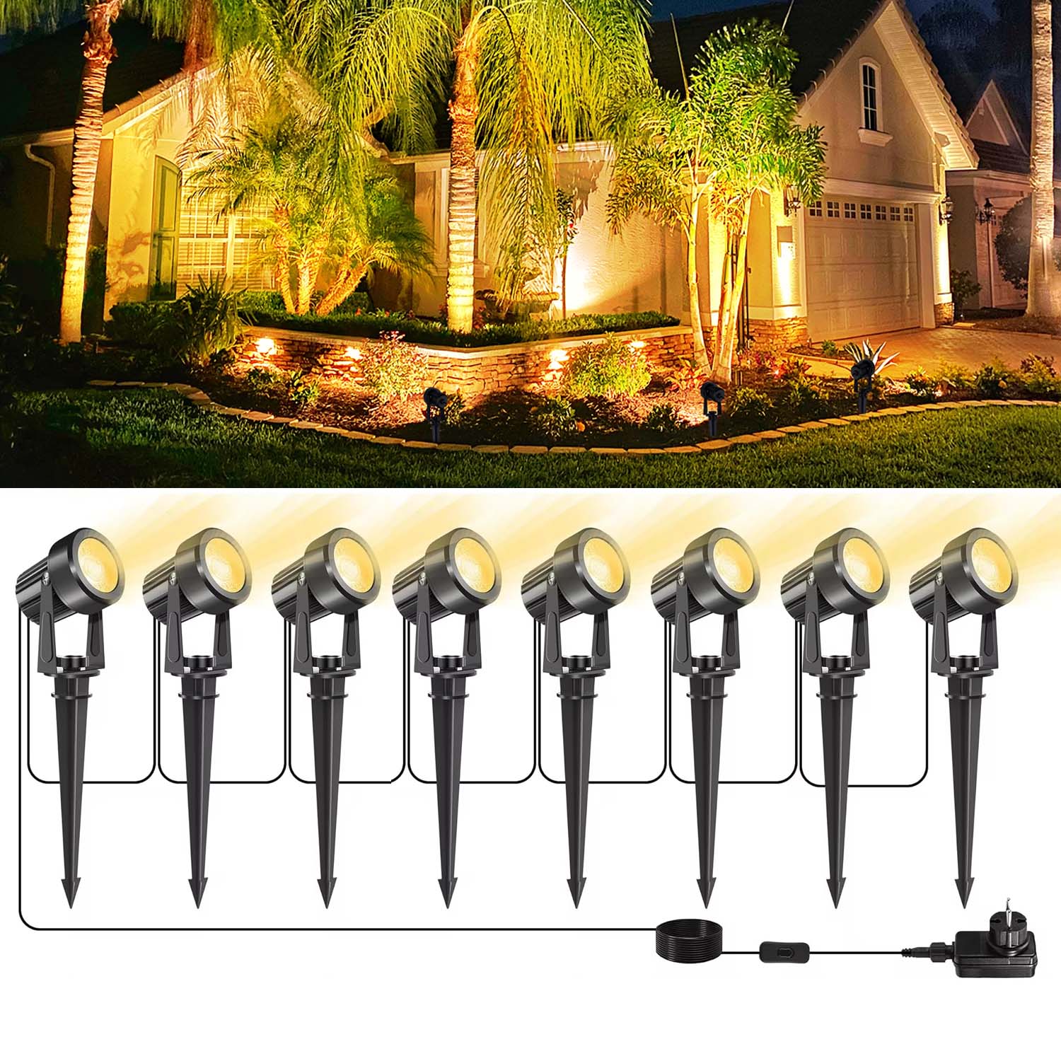 4/6/8leds 3000k holofote ao ar - Outdoor Lighting Uk avaliação e preço