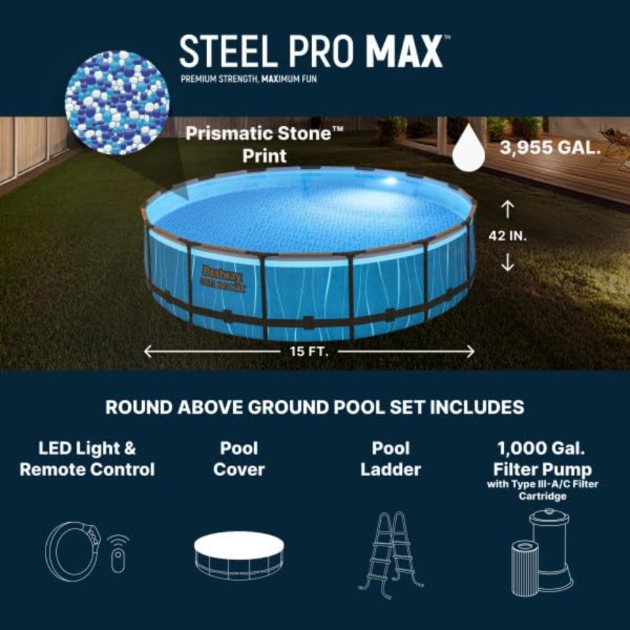 Piscina acima do solo de 15' x - Outdoor Lighting Ground avaliação e preço